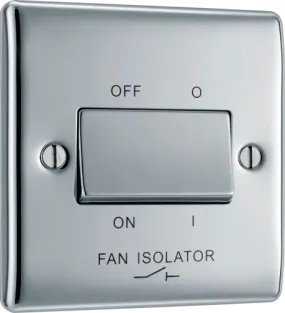 BG Nexus Metal Fan Isolator Switch in Polished Chrome - NPC15-01