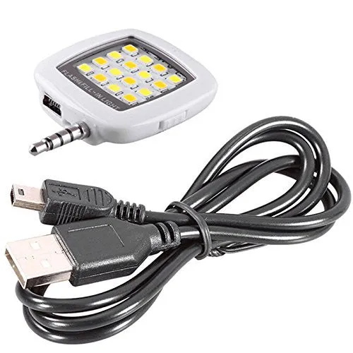 Black 3.5mm 16 LED Selfie Flash Fill-in Light Cellphone Camera Spotlight Portable iphone smartphone