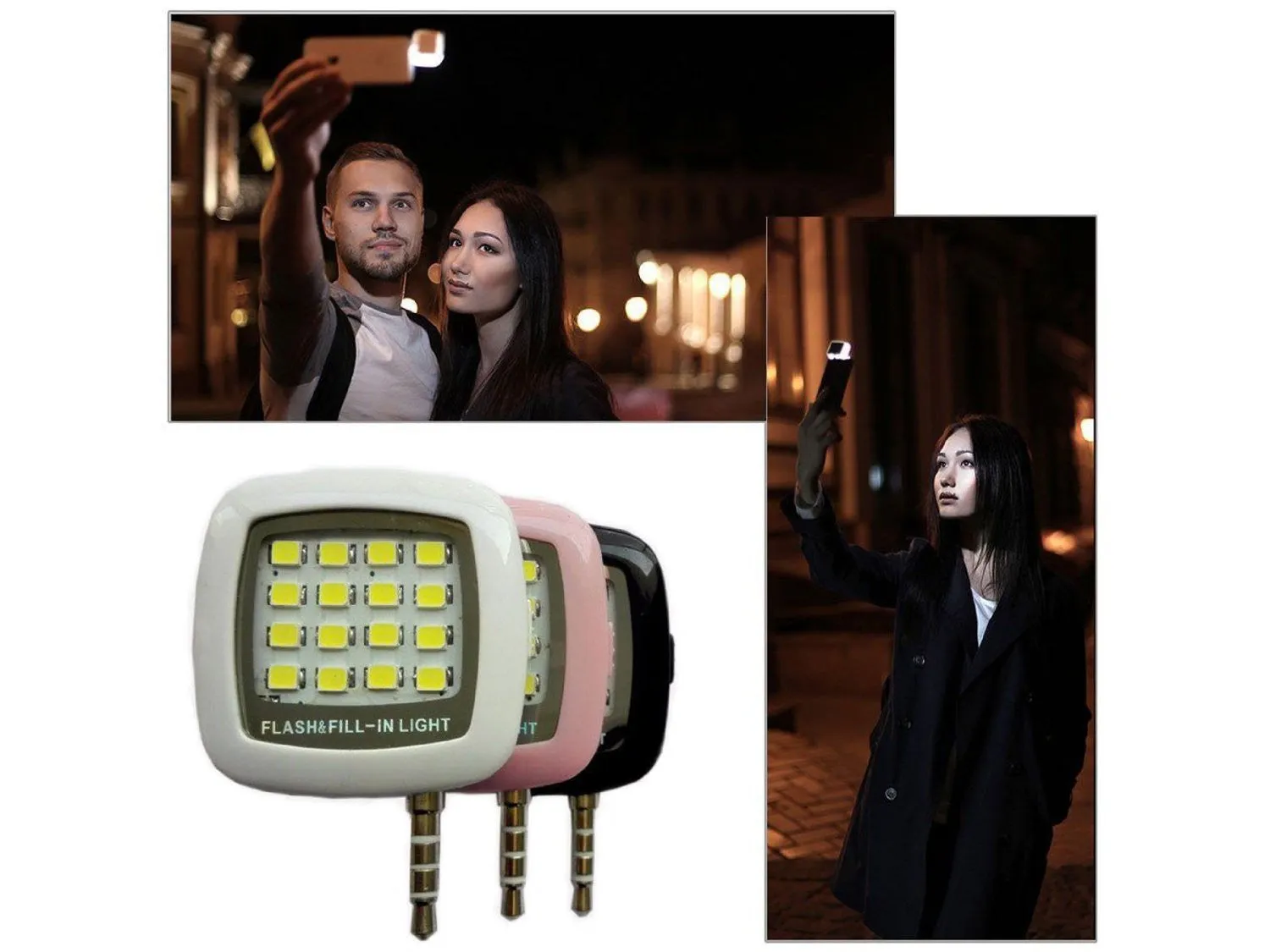 Black 3.5mm 16 LED Selfie Flash Fill-in Light Cellphone Camera Spotlight Portable iphone smartphone