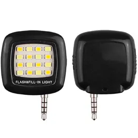 Black 3.5mm 16 LED Selfie Flash Fill-in Light Cellphone Camera Spotlight Portable iphone smartphone