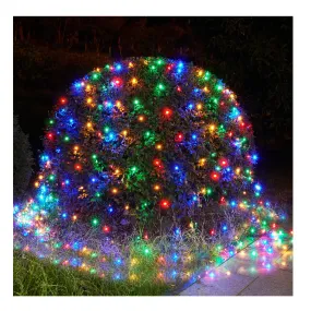 BlcTec Christmas Net Lights, 360 LEDs 9.8ft x 6.6ft Multicolor Outdoor Christmas Decorations Lights with 8 Modes, Timer, Connectable, Waterproof Durable Green Weir for Bushes, Trees, Yard Xmas Décor