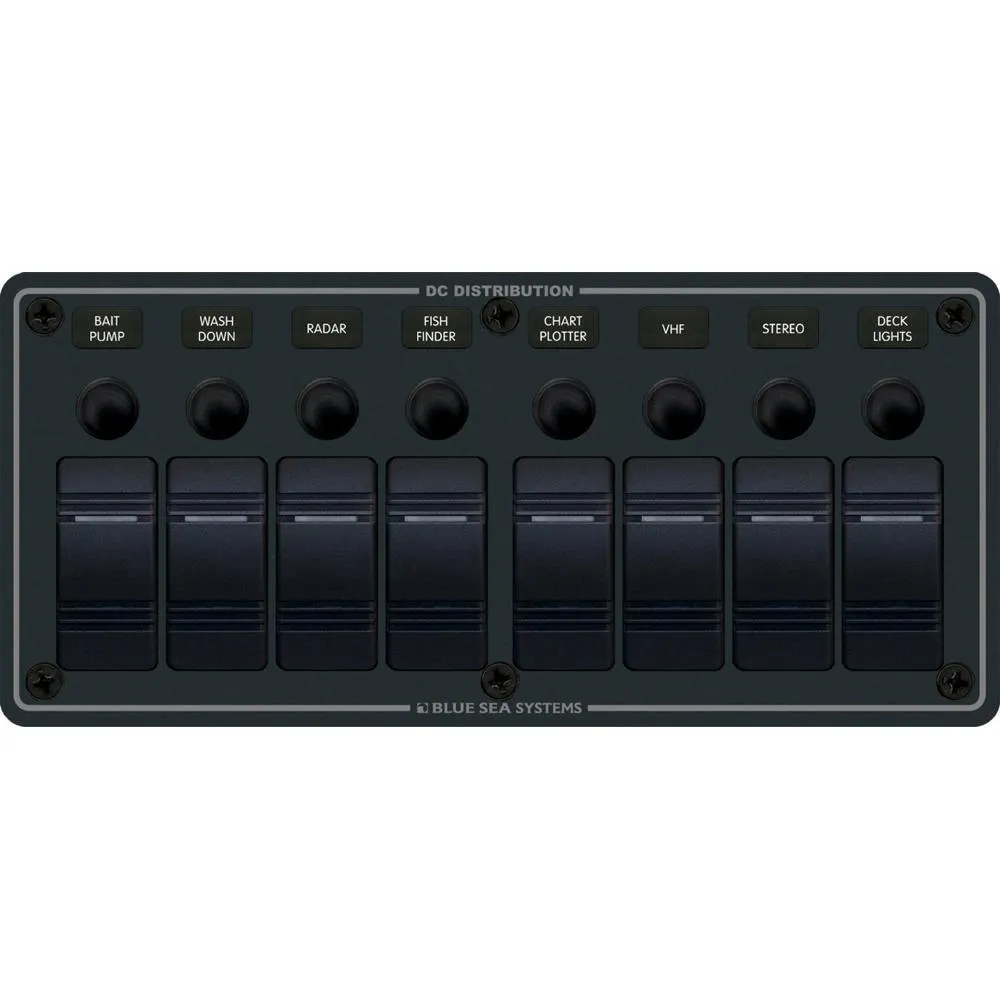 Blue Sea 8371 Water Resistant Panel - 8 Position - Black - Horizontal Mount [8371]