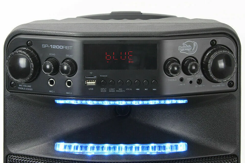 Brand New Dolphin 2500W Rechargeable 12" Bluetooth Tailgate Speaker with LED's SP-1200RBT