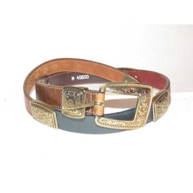 Brighton Multicolored Leather In Teal Blue Burgundy Dark Brown Medium Brown And Orangebritish Tan Vi