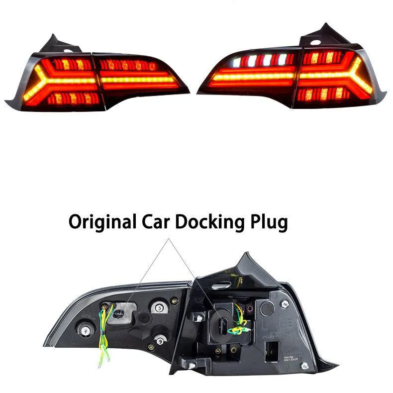 Car LED Fish Bone Style Taillights For Tesla Model 3 & Y