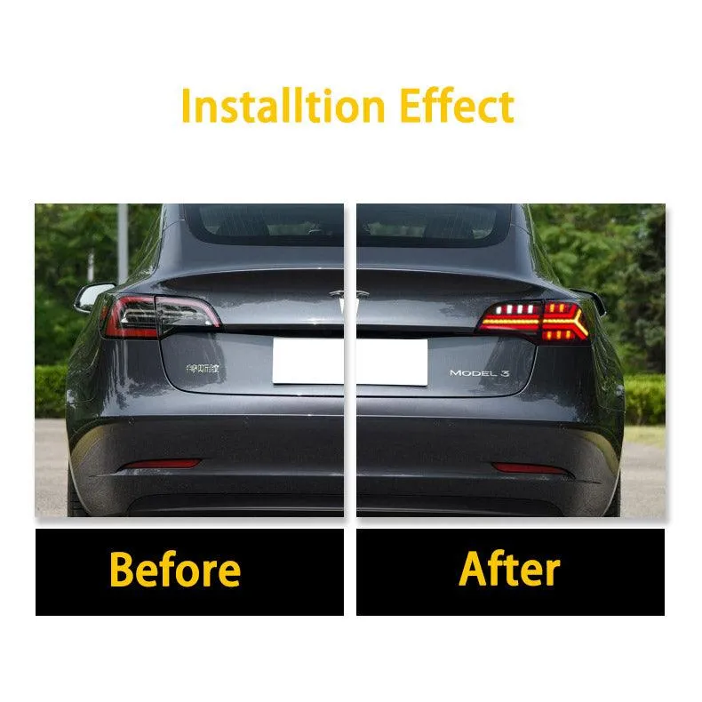 Car LED Fish Bone Style Taillights For Tesla Model 3 & Y