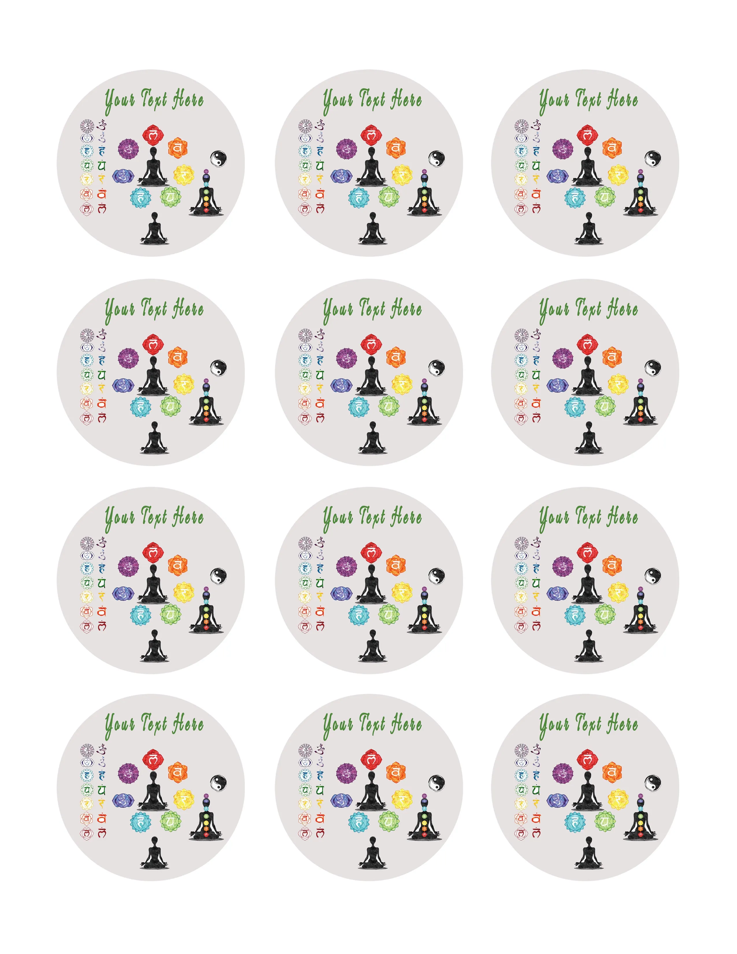 Chakra - Edible Cake Topper, Cupcake Toppers, Strips