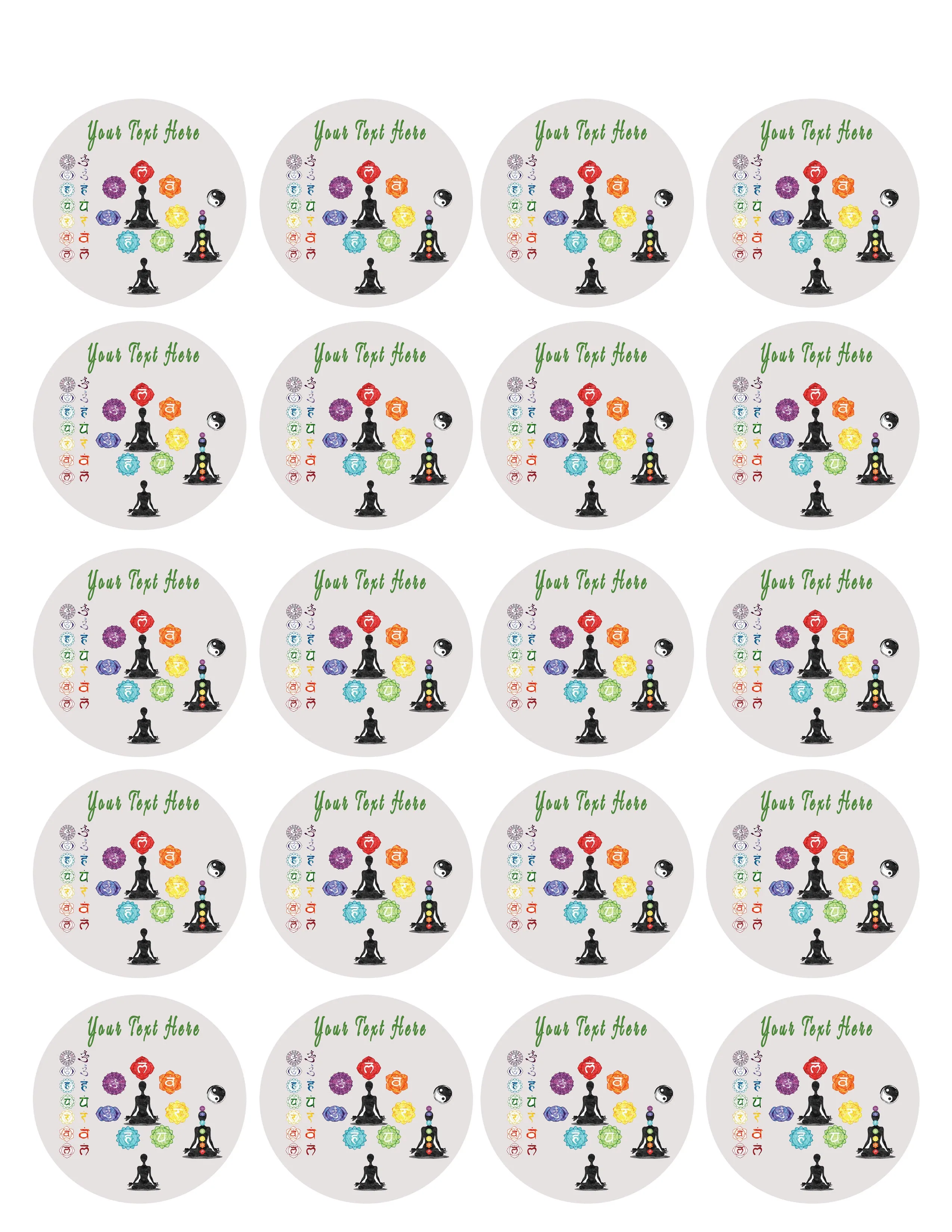 Chakra - Edible Cake Topper, Cupcake Toppers, Strips