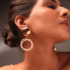 Circular Serenity Shell Pearl Earrings