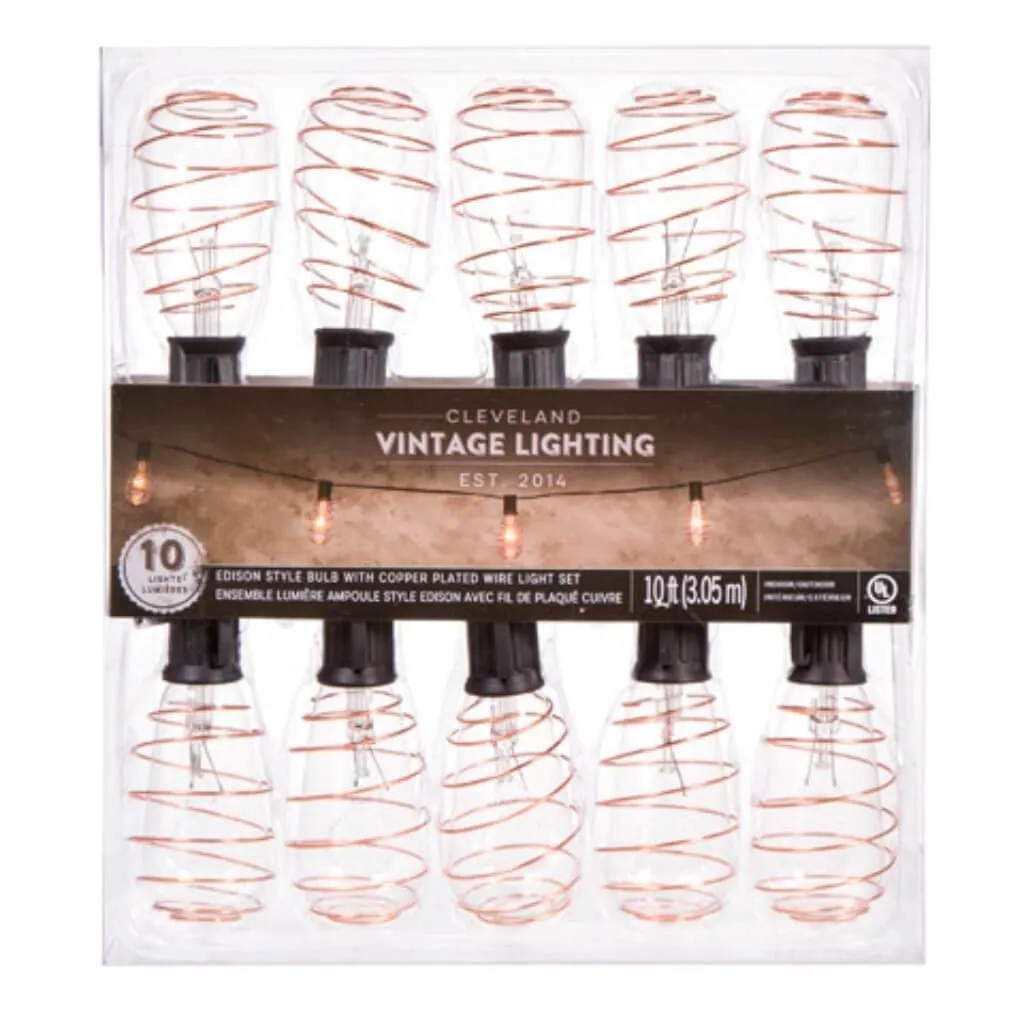Cleveland Vintage Lighting™ Copper Plated Edison Bulb Light Set 10 feet