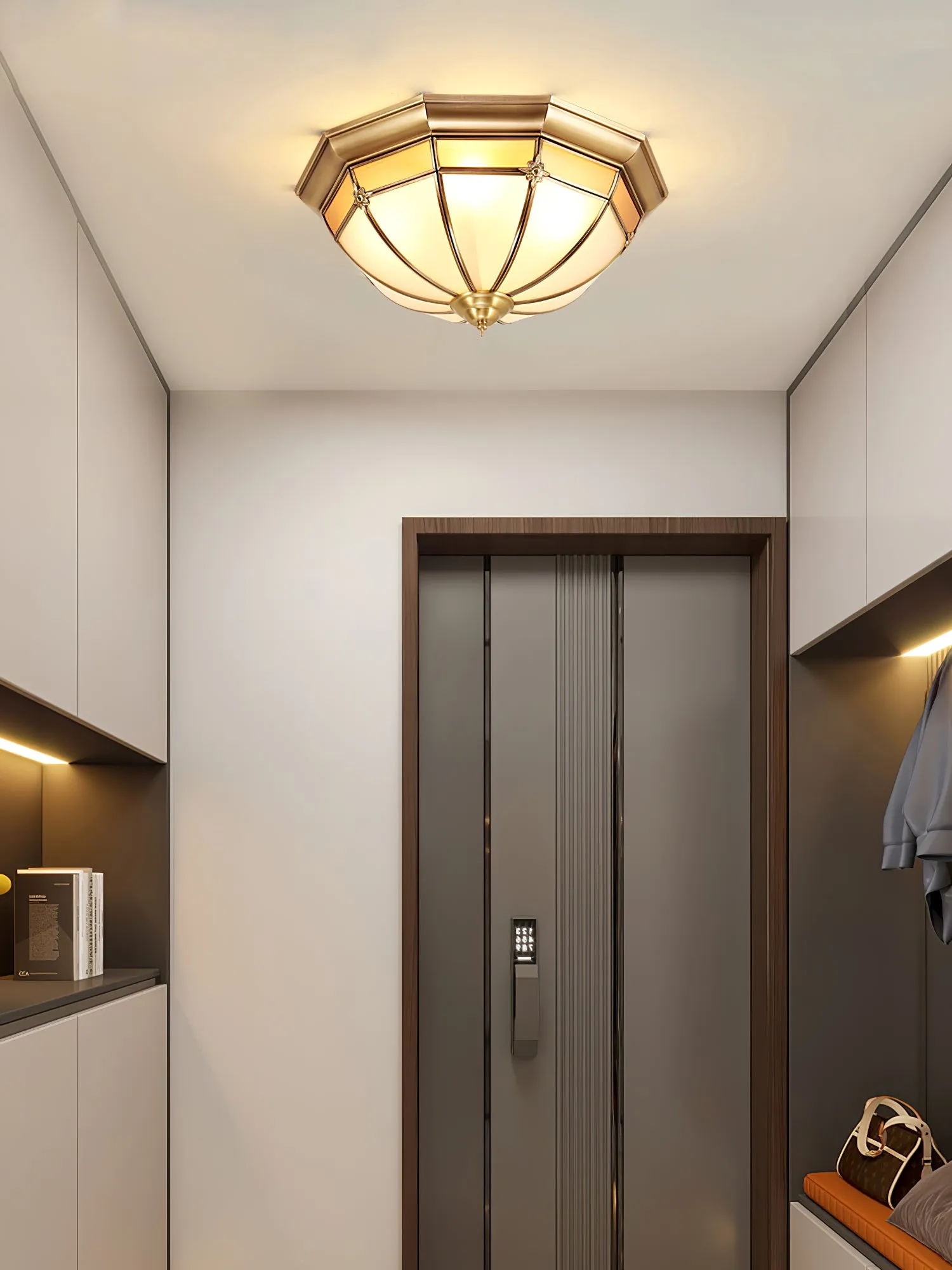 Dome Brass Flush Ceiling Lamp