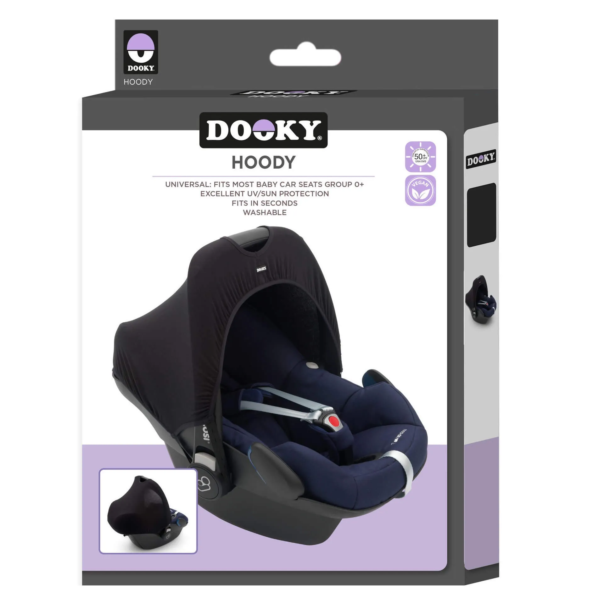 Dooky Car Seat Hoody 0  (Plain Black)