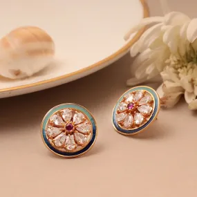Dual Tone Modern Enamel Earrings