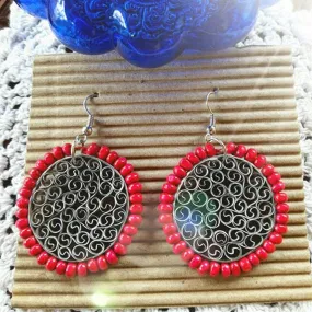 Eco-Chic Paper Earring in Grey And Pink
