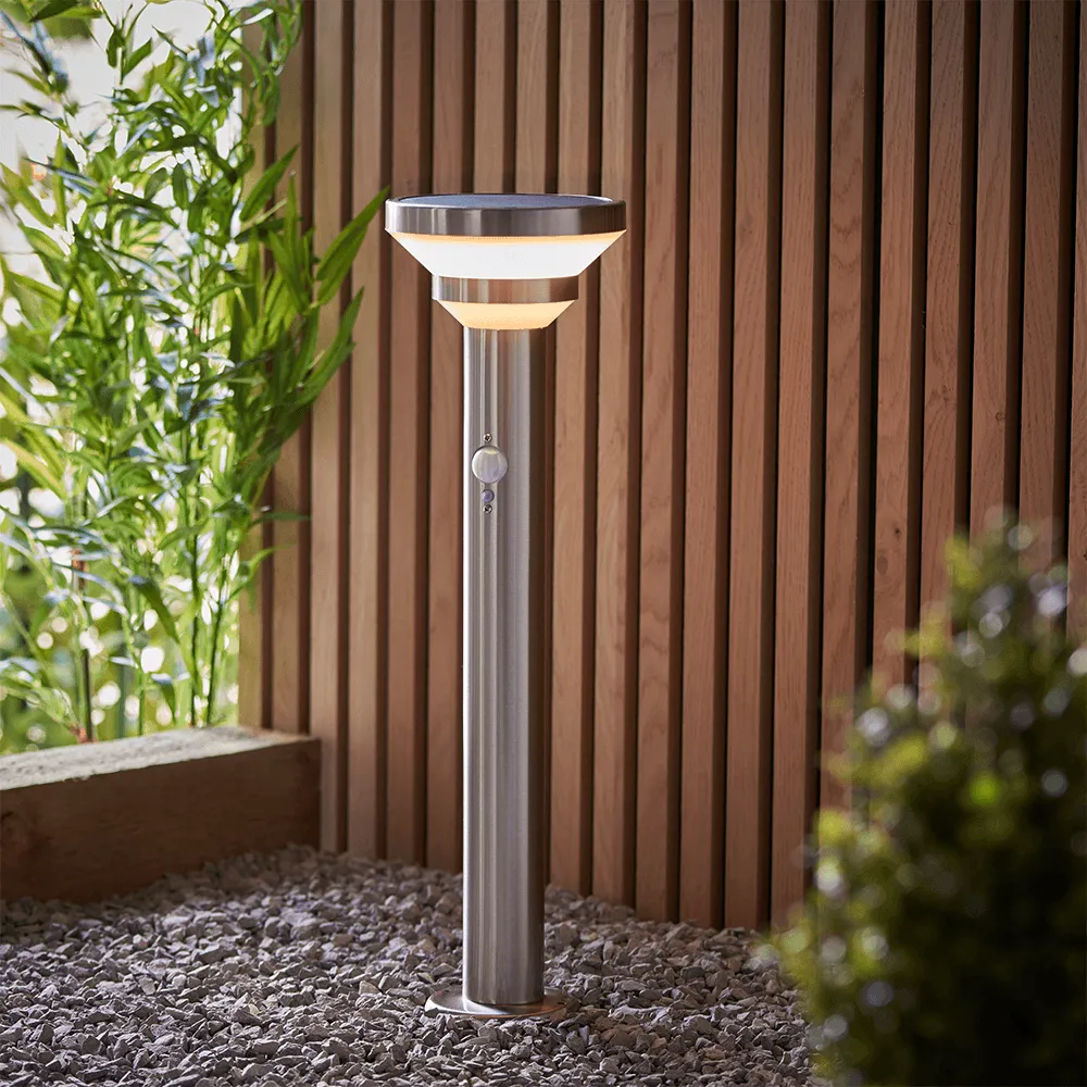 Endon Halton LED Solar Post Light in Stainless Steel IP44
