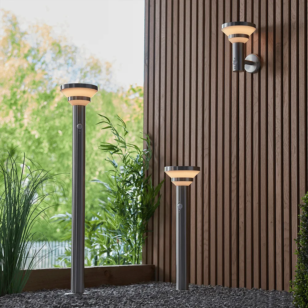 Endon Halton LED Solar Wall Light in Stainless Steel IP44
