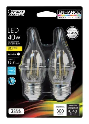 FEIT Electric  ENHANCE  CA10  E26 (Medium)  LED Bulb  Soft White  40