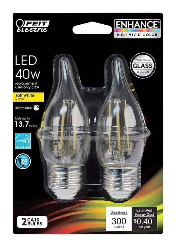 FEIT Electric  ENHANCE  CA10  E26 (Medium)  LED Bulb  Soft White  40