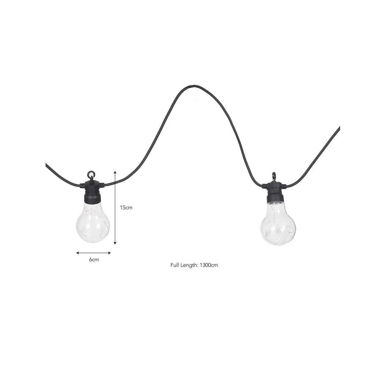 Festoon Lights, Classic Extendable - 20 Bulbs in Black