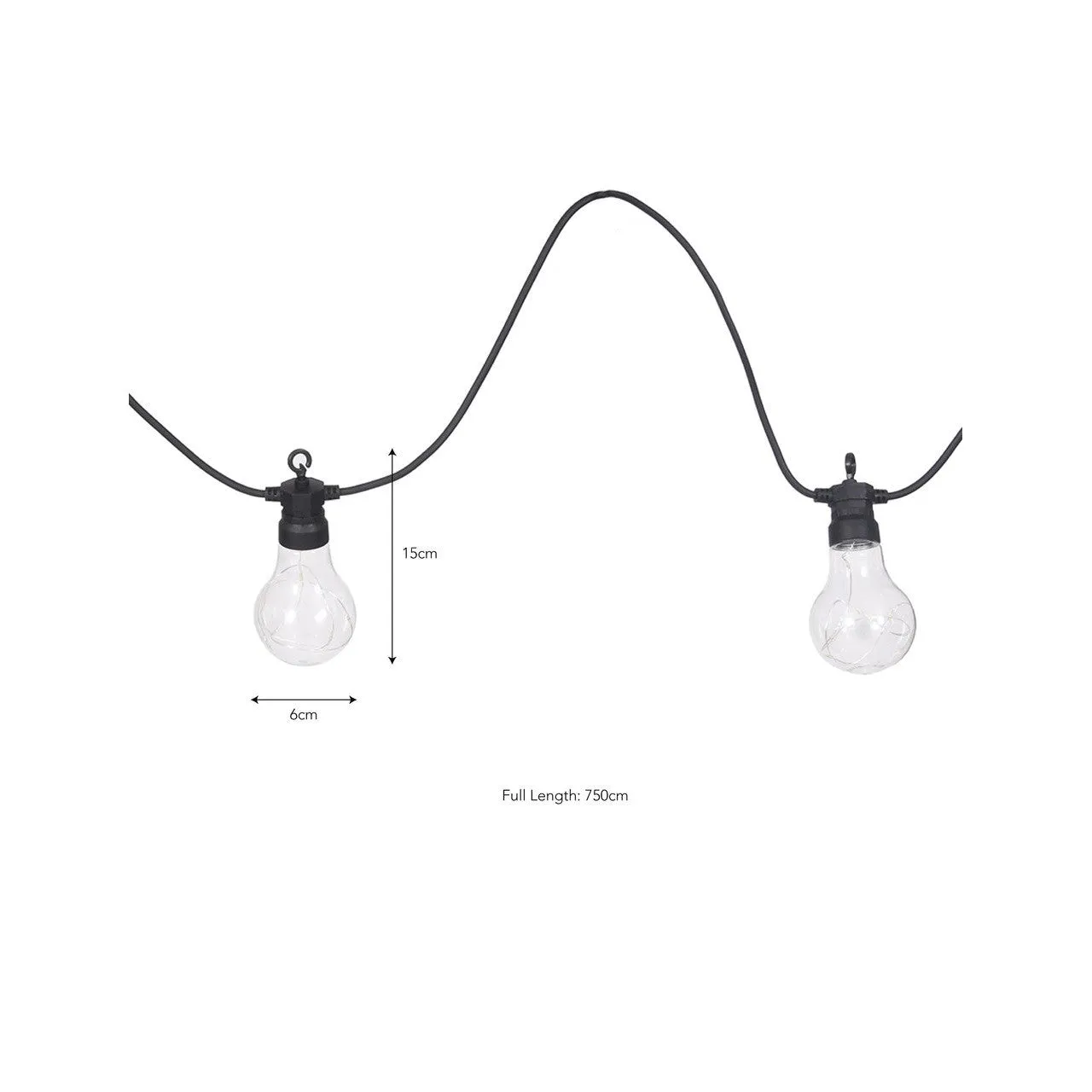 Festoon Lights | Classic Solar | 10 Bulbs | Black