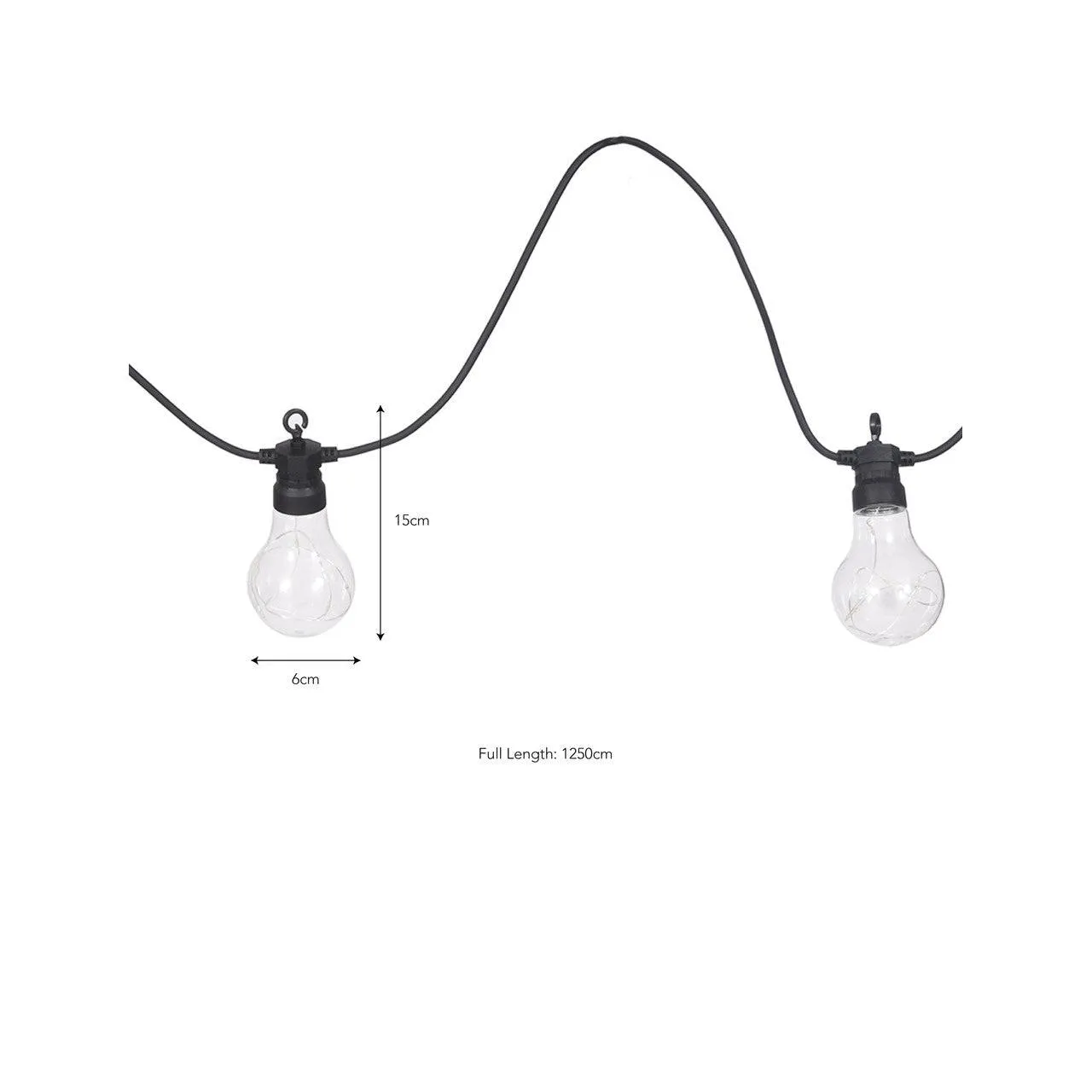 Festoon Lights, Classic Solar - 20 Bulbs in Black