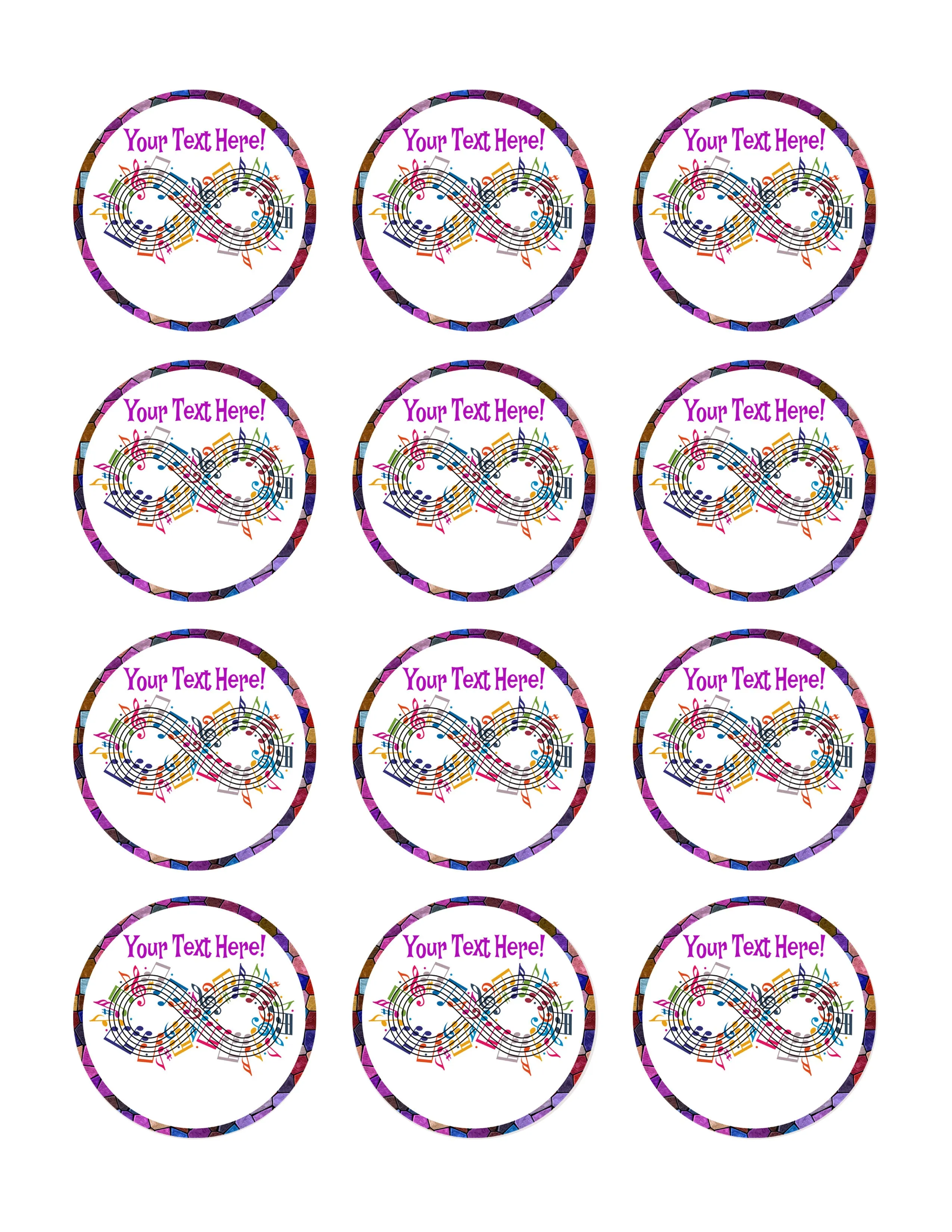 Forever Music - Edible Cake Topper, Cupcake Toppers, Strips