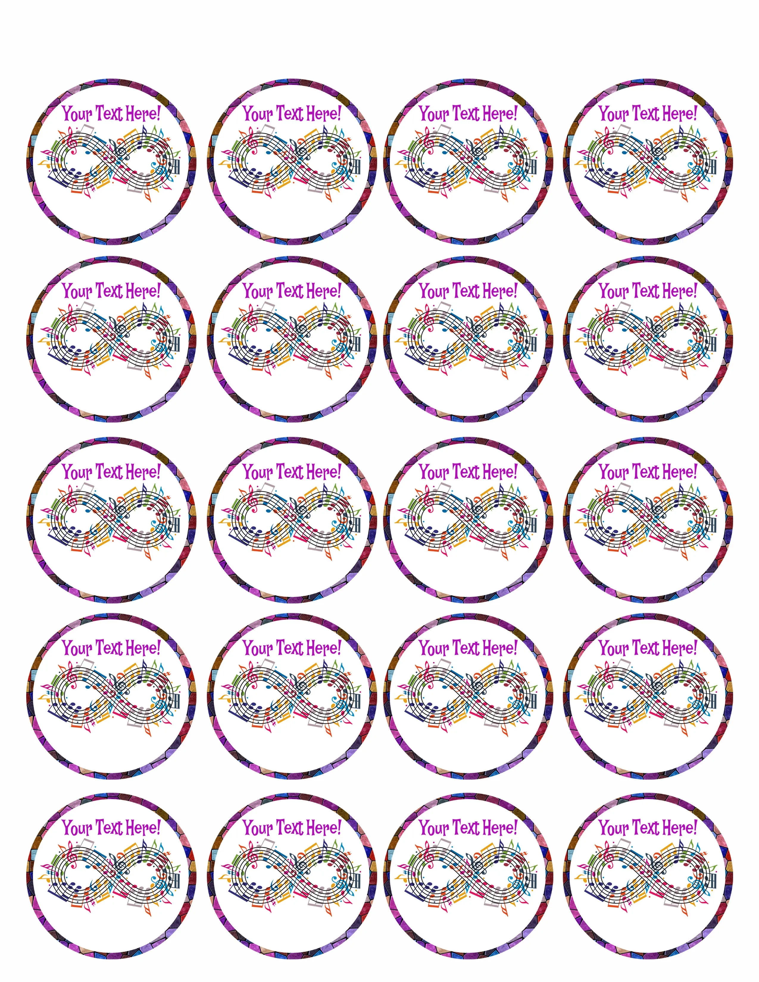 Forever Music - Edible Cake Topper, Cupcake Toppers, Strips
