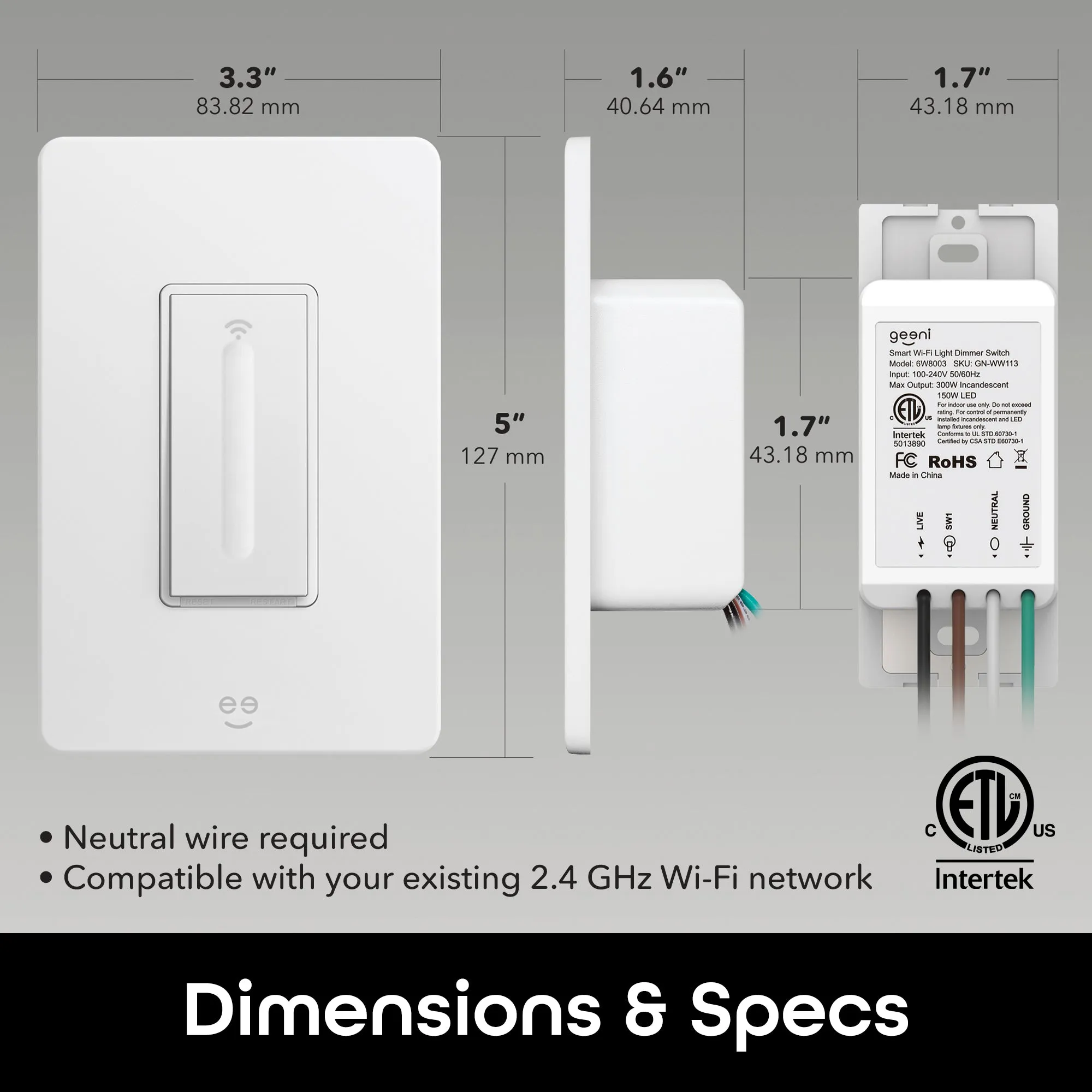 Geeni Tap Dim Dimmer Switch