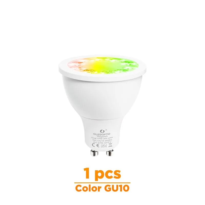 GLEDOPTO factory ZIGBEE ZLL 5W RGBWW/CW GU10 LED RGB dual white  spotlight  AC100-240V work with amazon echo plus and ZIGBEE 3.0