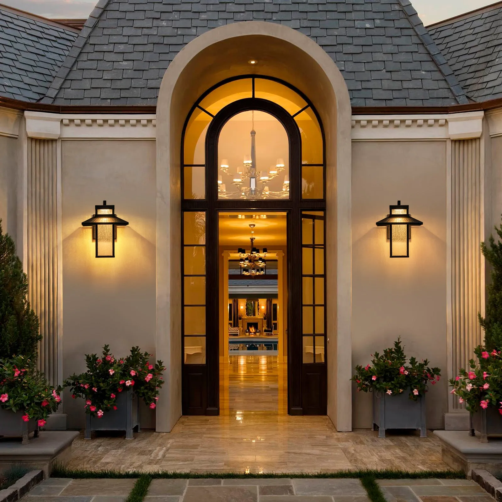 Glowlings 1-Light 13"H Modern Seeded Glass Lantern LED Outdoor Wall Sconce