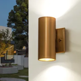 Glowlings 2-Light Modern Gold LED Outdoor Cylinder Armed Wall Sconce
