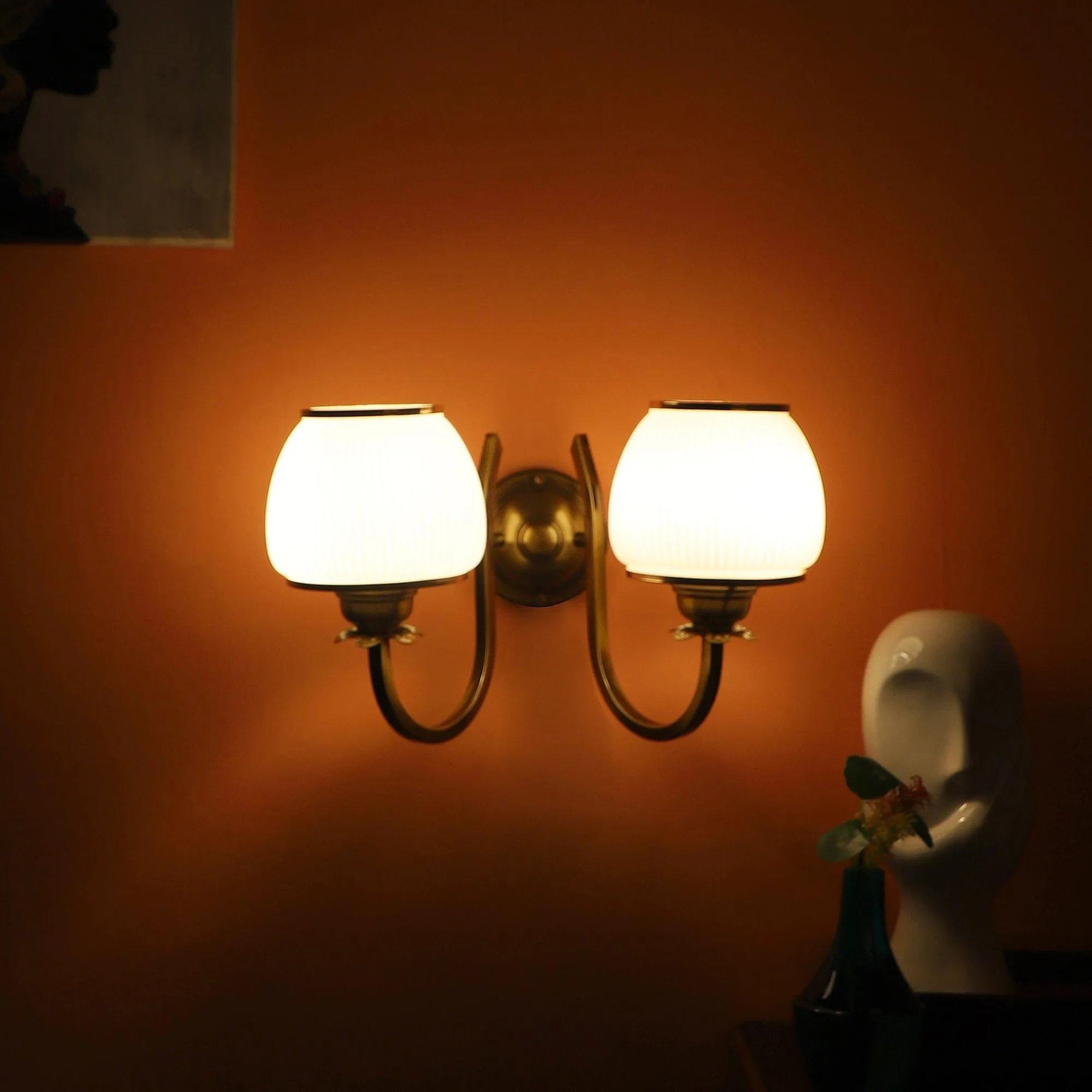 Gold And White Iron 2 Wall Lights