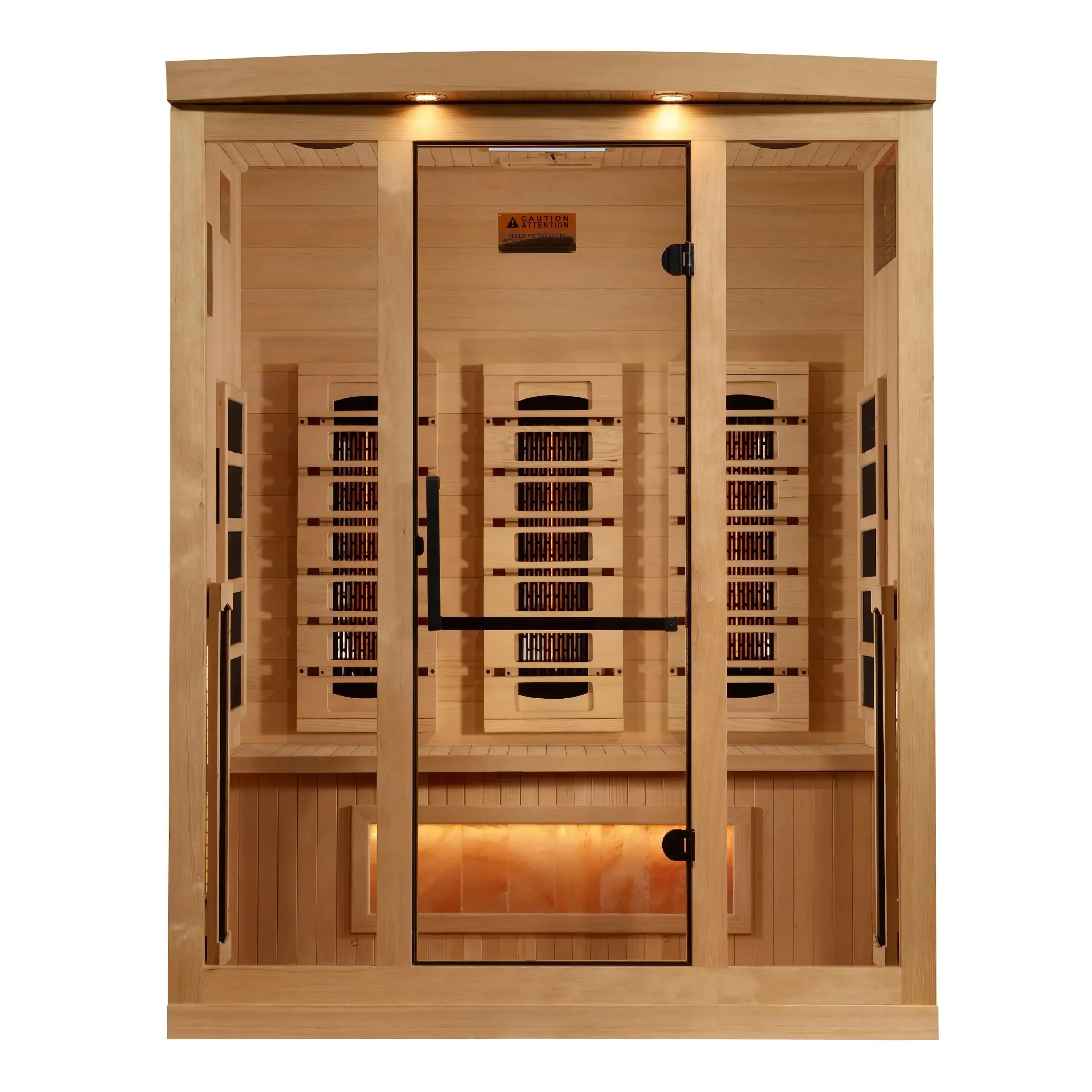 Golden Designs Reserve Edition 3-Person Full Spectrum Near Zero EMF FAR Indoor Infrared Sauna   Red Light Therapy w/ Himalayan Salt Bar | GDI-8030-03