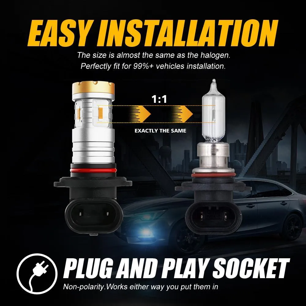 H10 9145 9140 HB3 LED Fog Light/DRL Bulbs 20W 4000LM Deep Blue Crown Series | 2 Bulbs