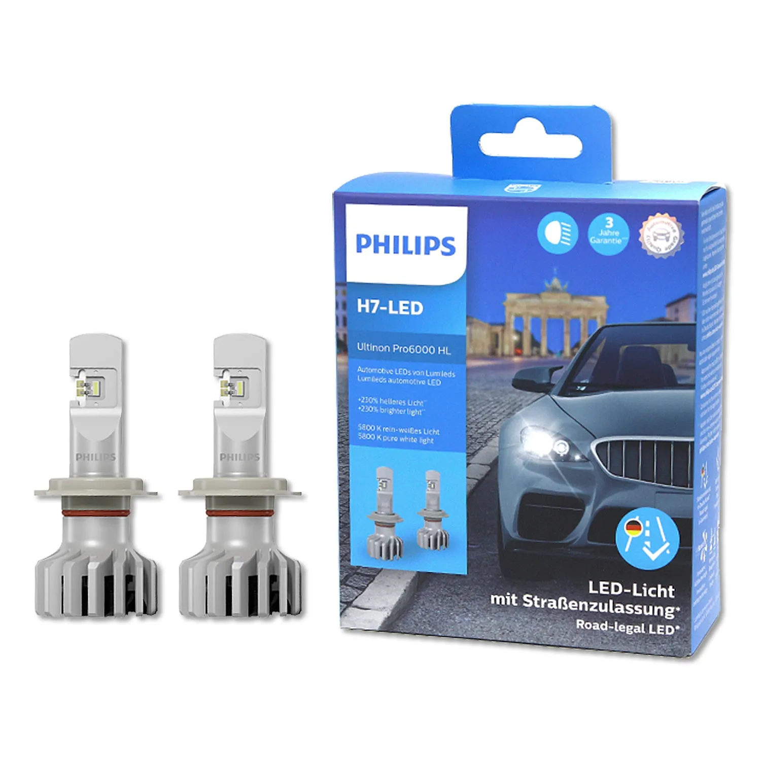 H7: Philips 11972U6000X2 Ultinon PRO6000 LED Bulbs | Pack of 2