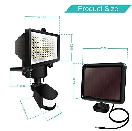 Hardoll 90 LED Solar Powered Security Lights With 4400 mAh Battery Waterproof Outdoor Motion Sensor Lighting For Wall , Patio, Garden (Pack Of 1)