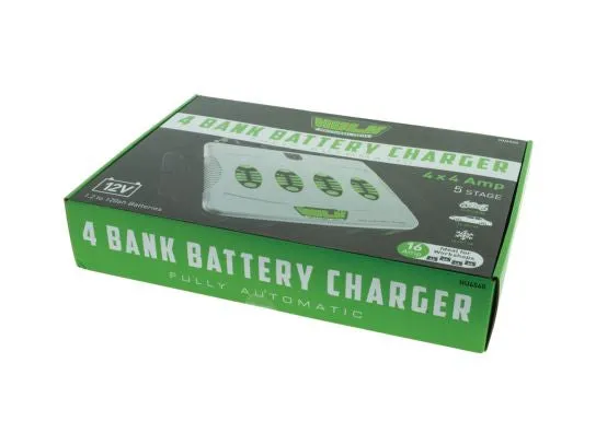 HULK 4 BANK 5 STAGE FULLY AUTOMATIC BATTERY CHARGER - 4 X 4 AMP 12V