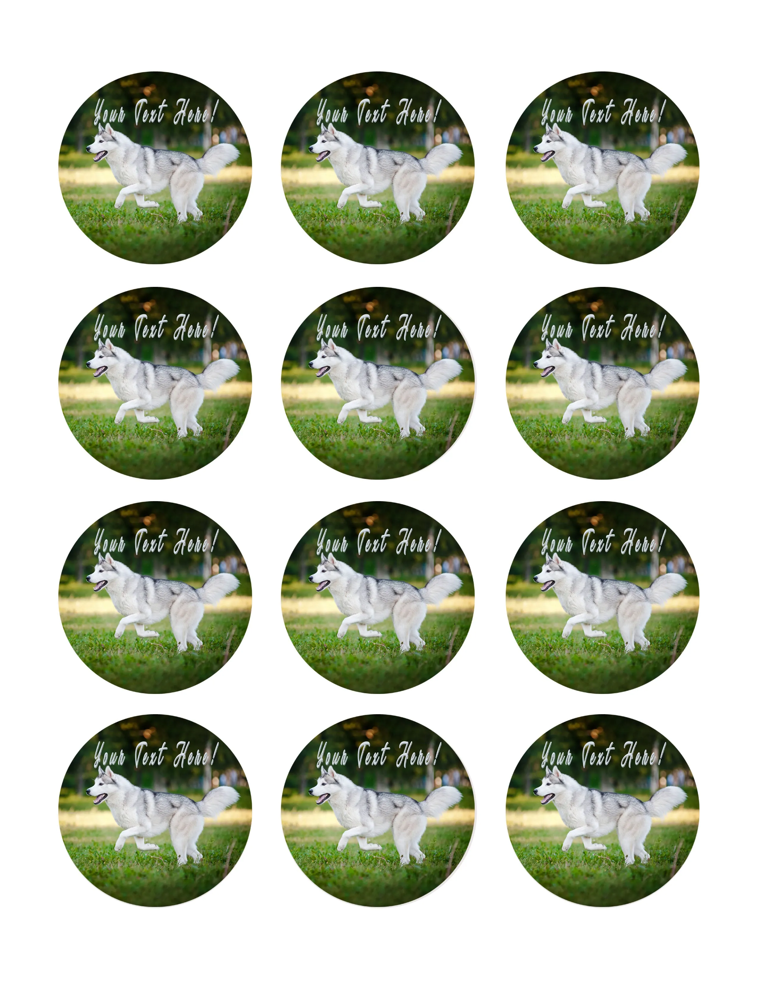 Husky - Edible Cake Topper, Cupcake Toppers, Strips