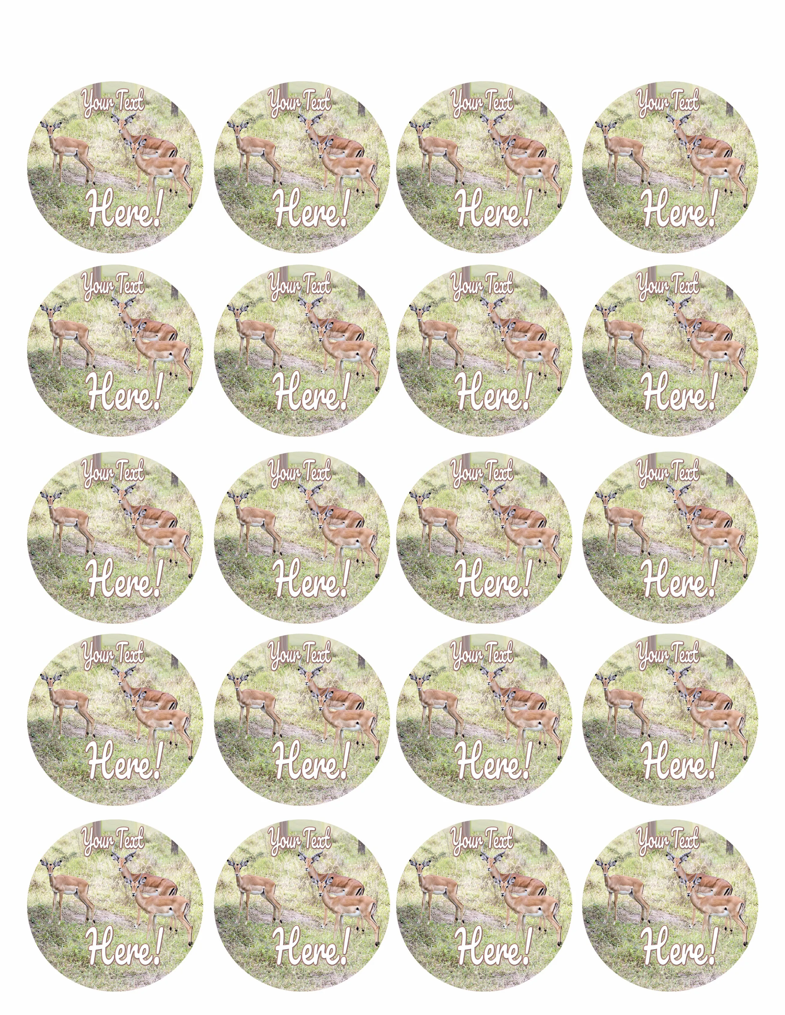 Impalas - Edible Cake Topper, Cupcake Toppers, Strips
