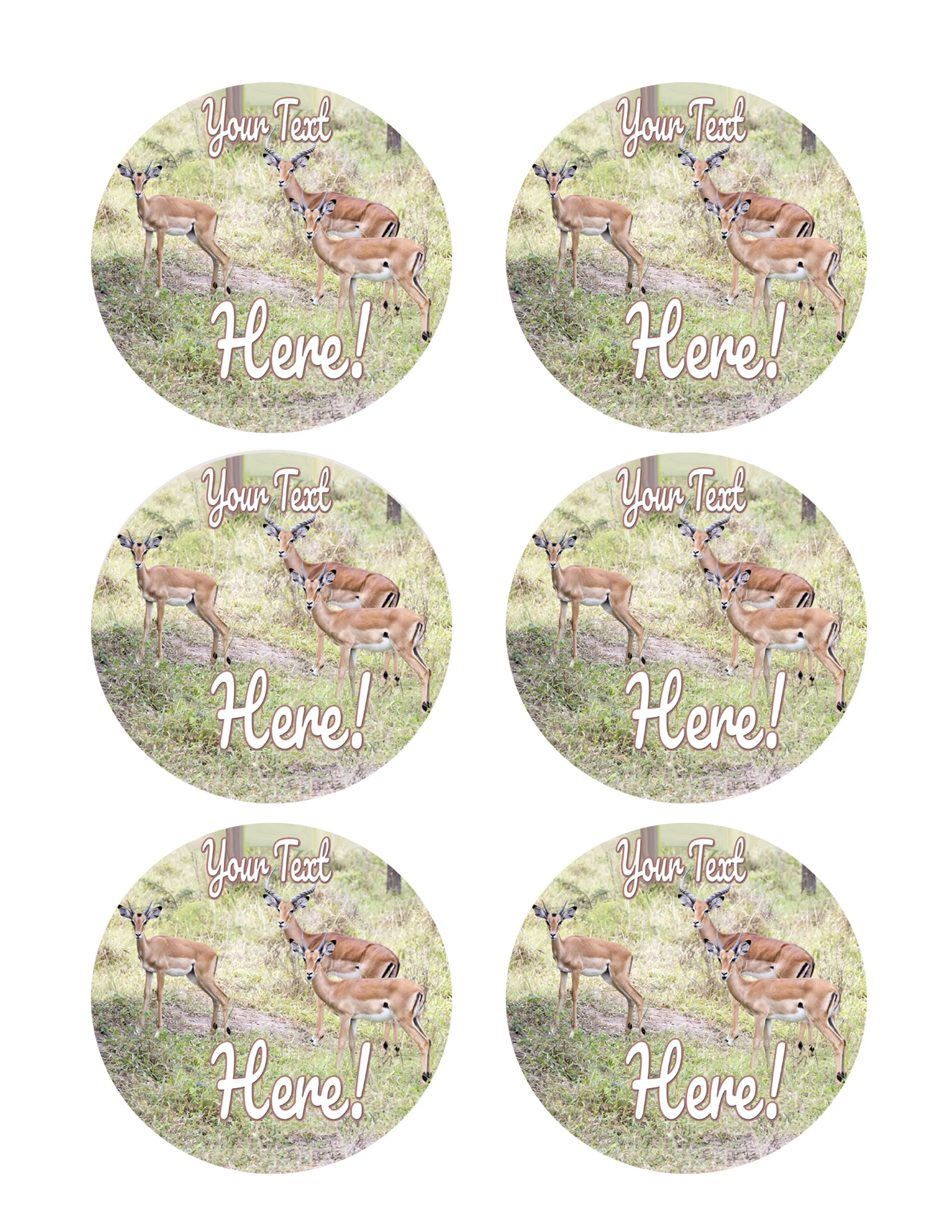 Impalas - Edible Cake Topper, Cupcake Toppers, Strips