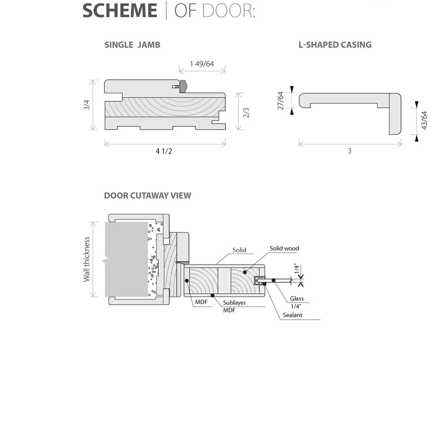 Interior Solid French Door | Veregio 7288 Light Grey Oak with Frosted Glass | Single Regular Panel Frame Trims Handle | Bathroom Bedroom Sturdy Doors