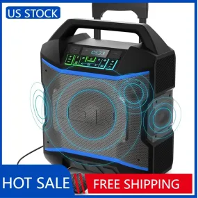 ION Audio Block Rocker - Portable Bluetooth Outdoor Party Speaker with Karaoke Microphone, Battery, 4 Speakers, Radio, USB Port