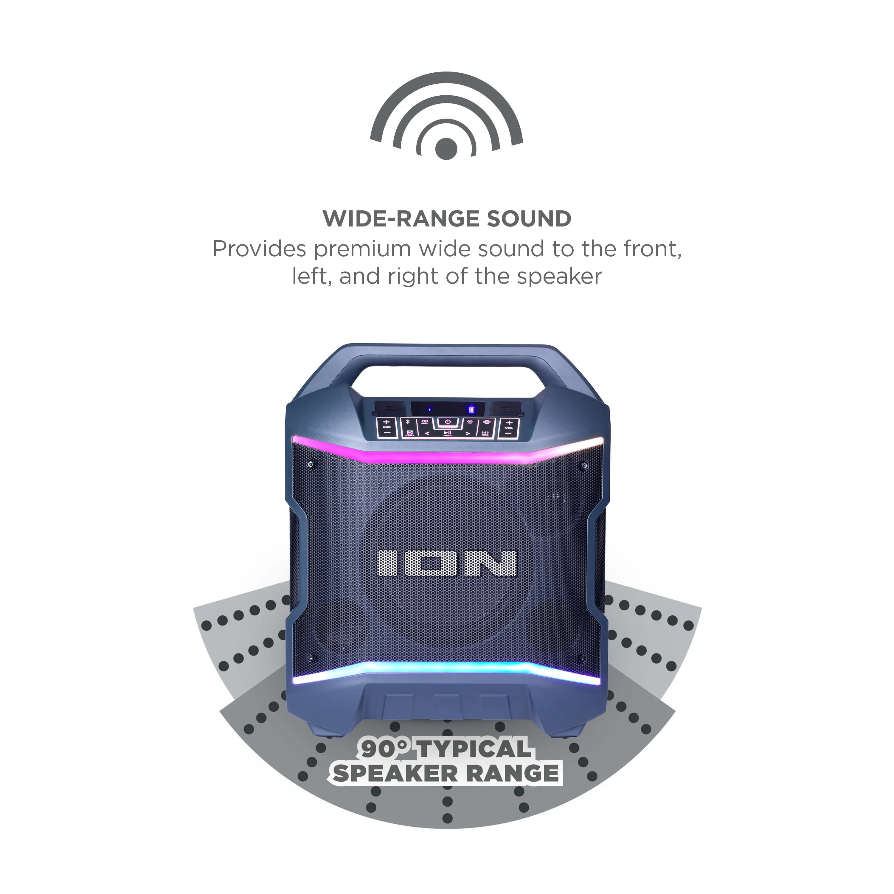 ION Audio Party Boom Plus | Portable Bluetooth-enabled speaker with lights and premium wide sound