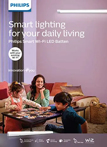 Jashiya PHILIPS Smart Wi-Fi LED Batten 24-Watt WiZ Connected (Pack of 1) (Shades of White   Tuneable   Dimmable   Pre-Set Modes) (Compatible with Amazon Alexa and Google Assistant)
