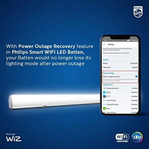 Jashiya PHILIPS Smart Wi-Fi LED Batten 24-Watt WiZ Connected (Pack of 1) (Shades of White   Tuneable   Dimmable   Pre-Set Modes) (Compatible with Amazon Alexa and Google Assistant)