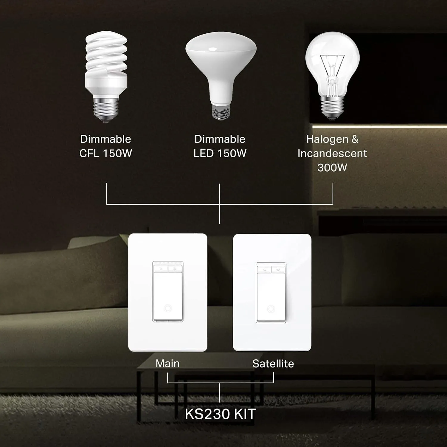 Kasa Smart 3 Way Dimmer Switch Kit  (Refurbished)