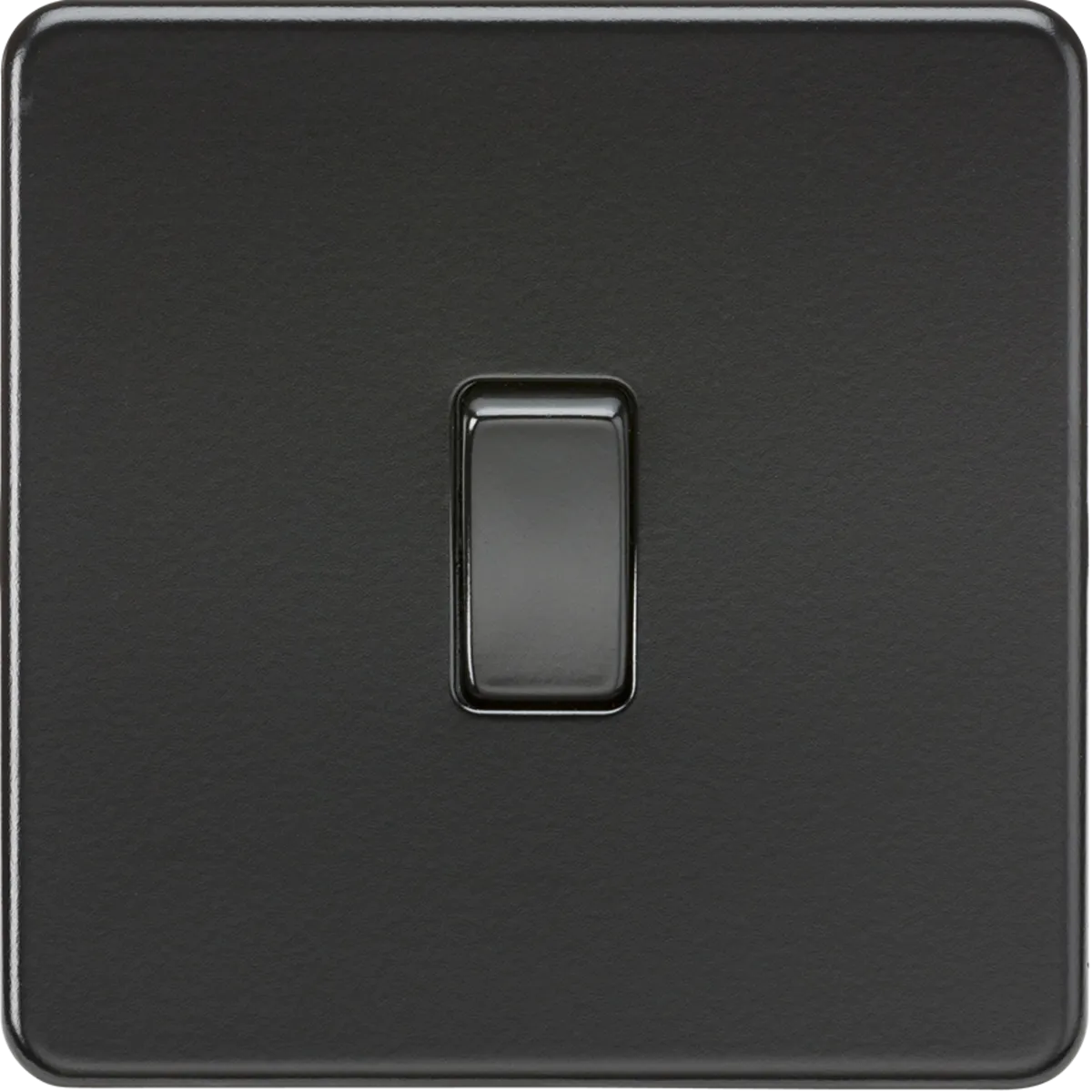 Knightsbridge Screwless 10A 1 Gang 2 Way Switch Matt Black