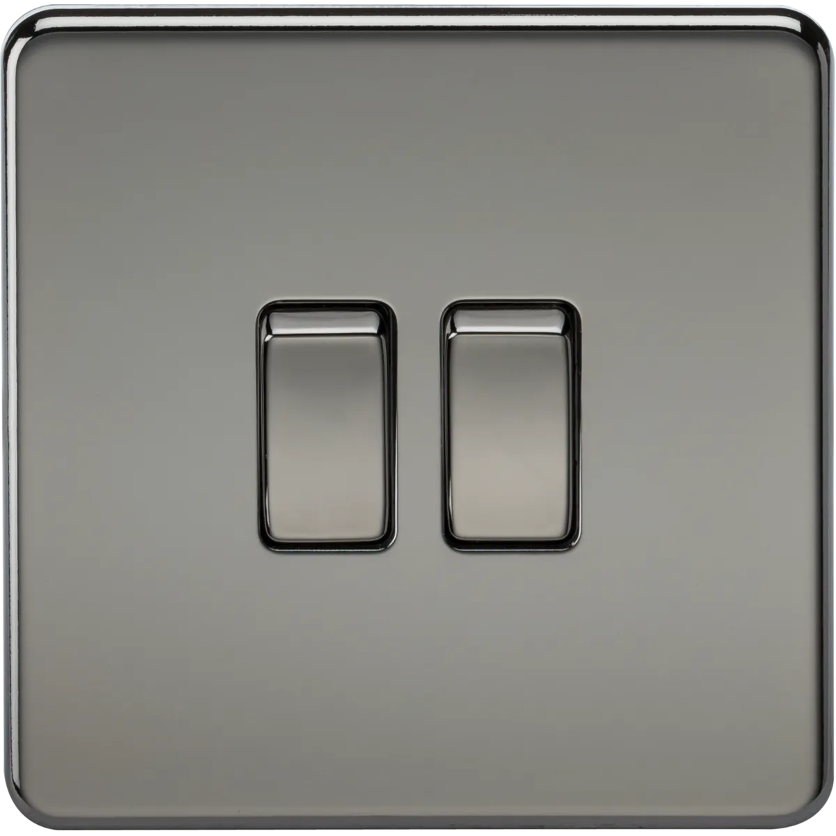 Knightsbridge Screwless 10A 2 Gang 2 Way Switch Black Nickel