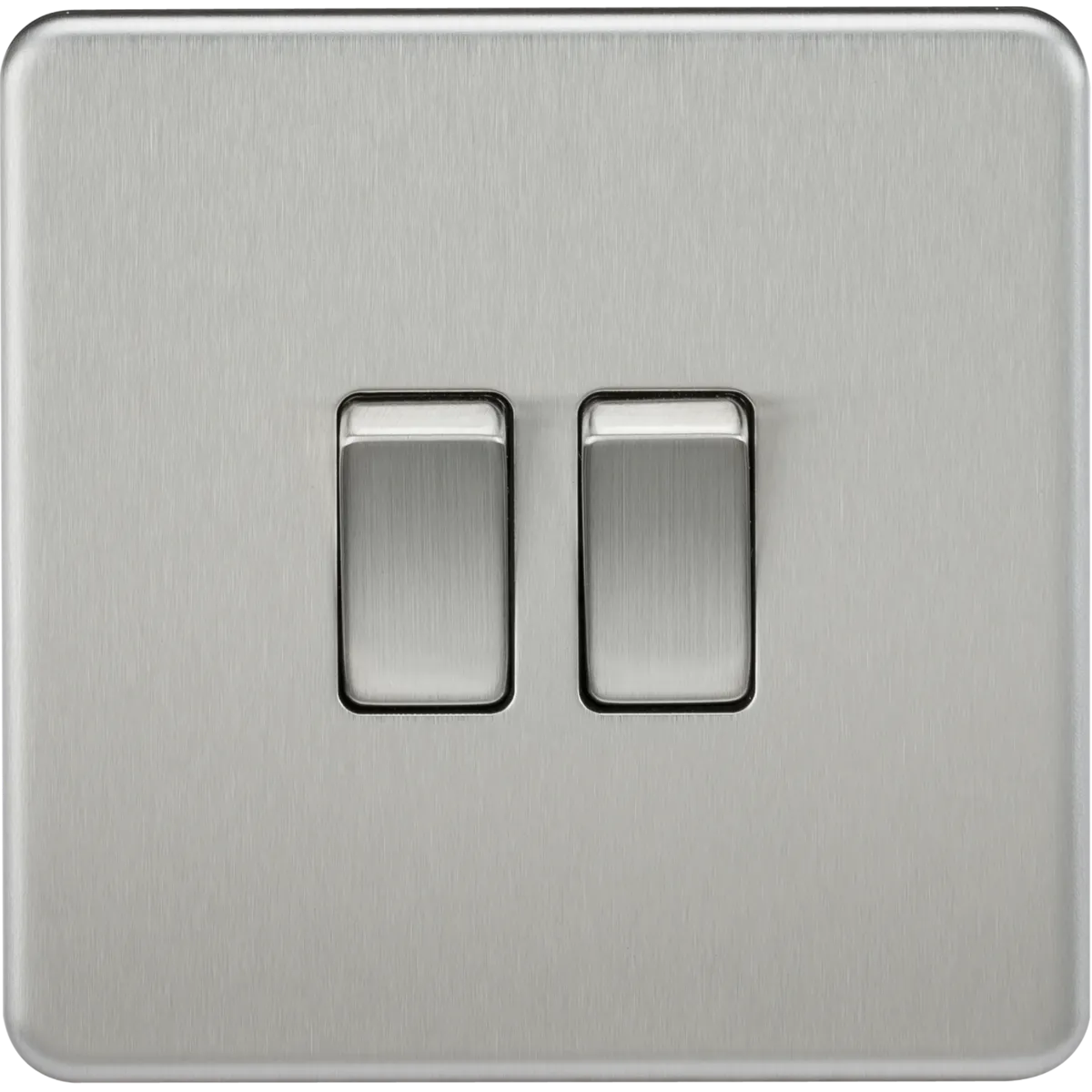 Knightsbridge Screwless 10A 2 Gang 2 Way Switch Brushed Chrome