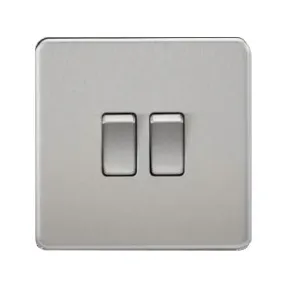 Knightsbridge Screwless 10A 2 Gang 2 Way Switch Brushed Chrome